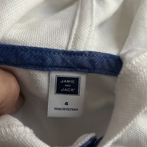 Janie and Jack White Hooded Pique Polo Sweatshirt - Picture 3 of 11